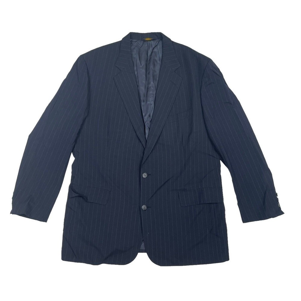 Brooks Brothers‎ Makers Brooksease Pinstripe Blazer Jacket Sz 45 Long Black Wool